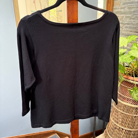 Vintage Willi Smith Silk + Cotton Blend Boatneck Cropped Black Sweater size XL - Picture 4 of 5